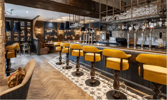 The bar at Beadnell Towers and Kitchen